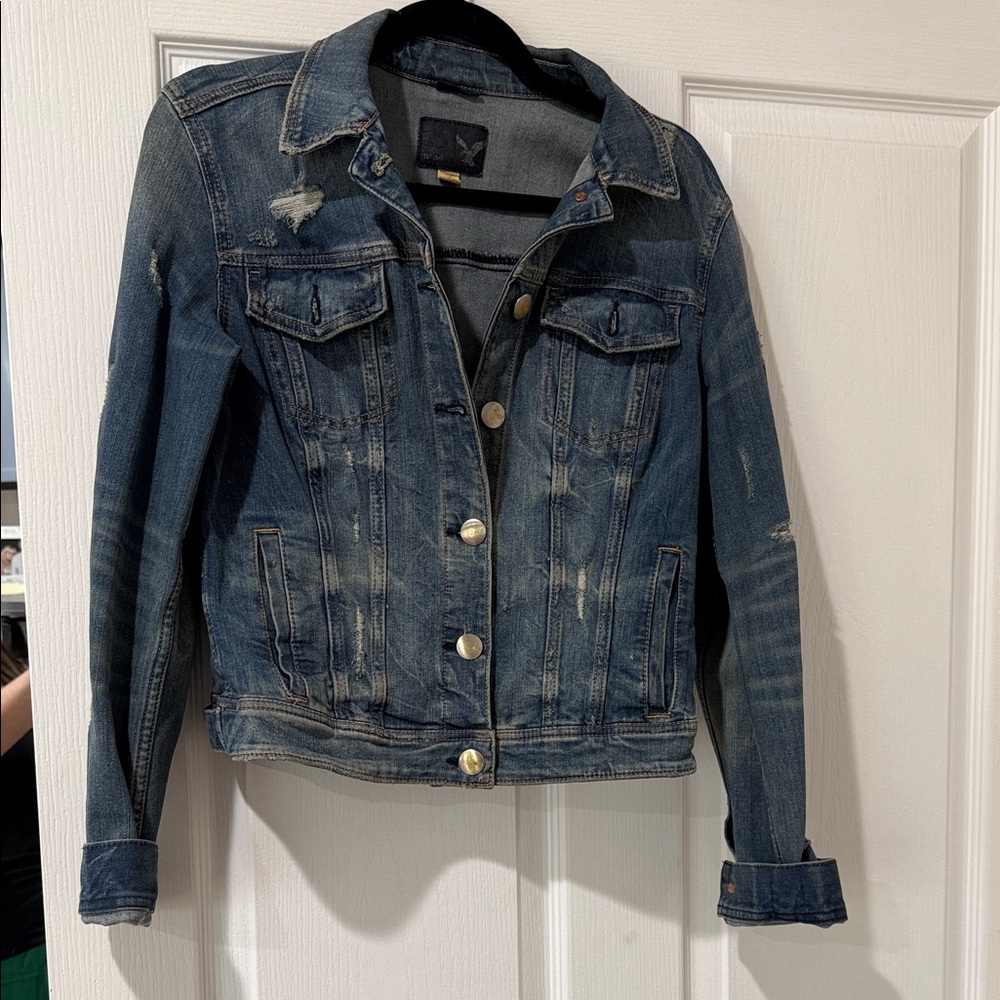 American Eagle Outfitters Distressed Blue Jean Jacket